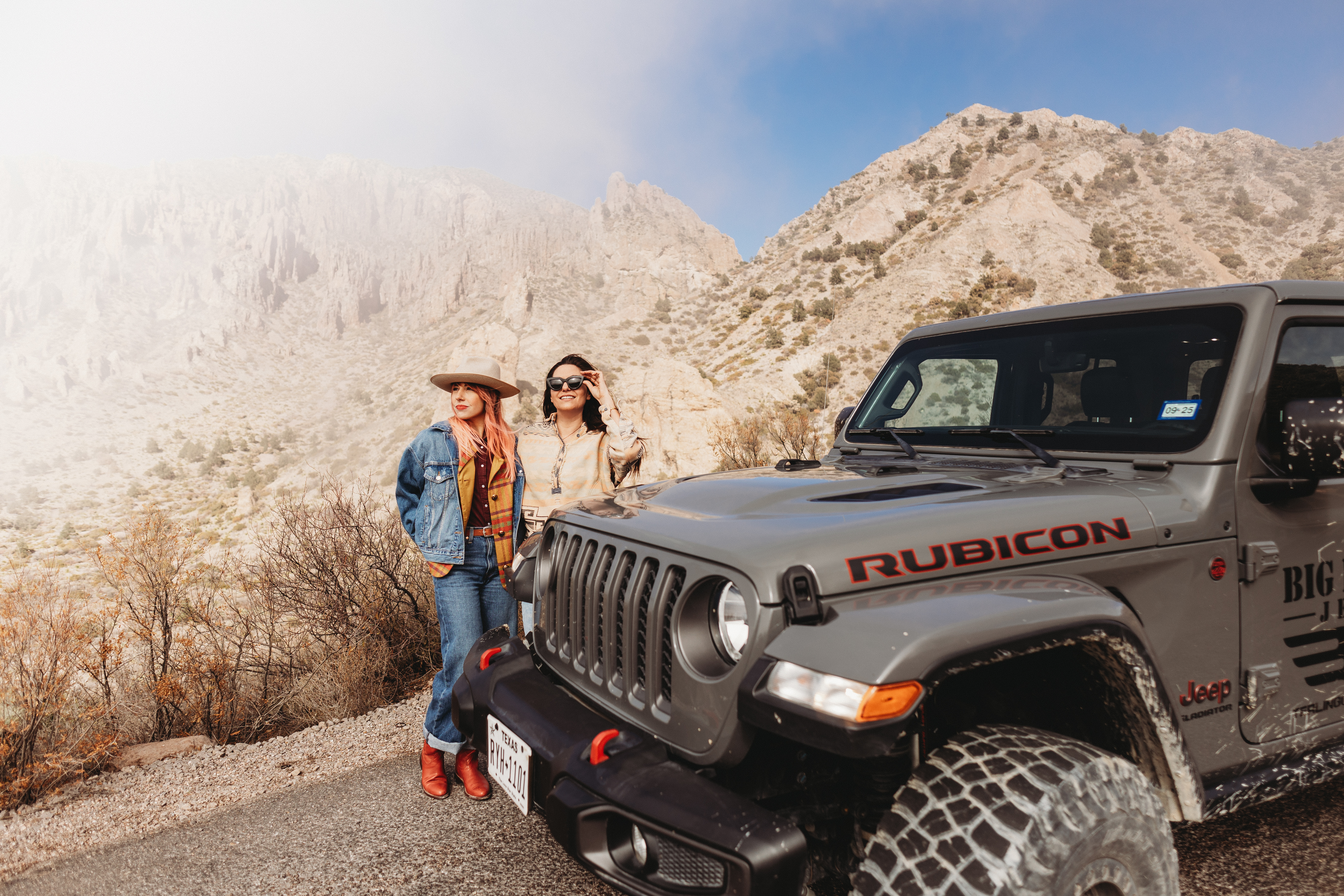 Visitors exploring Big Bend with a Jeep