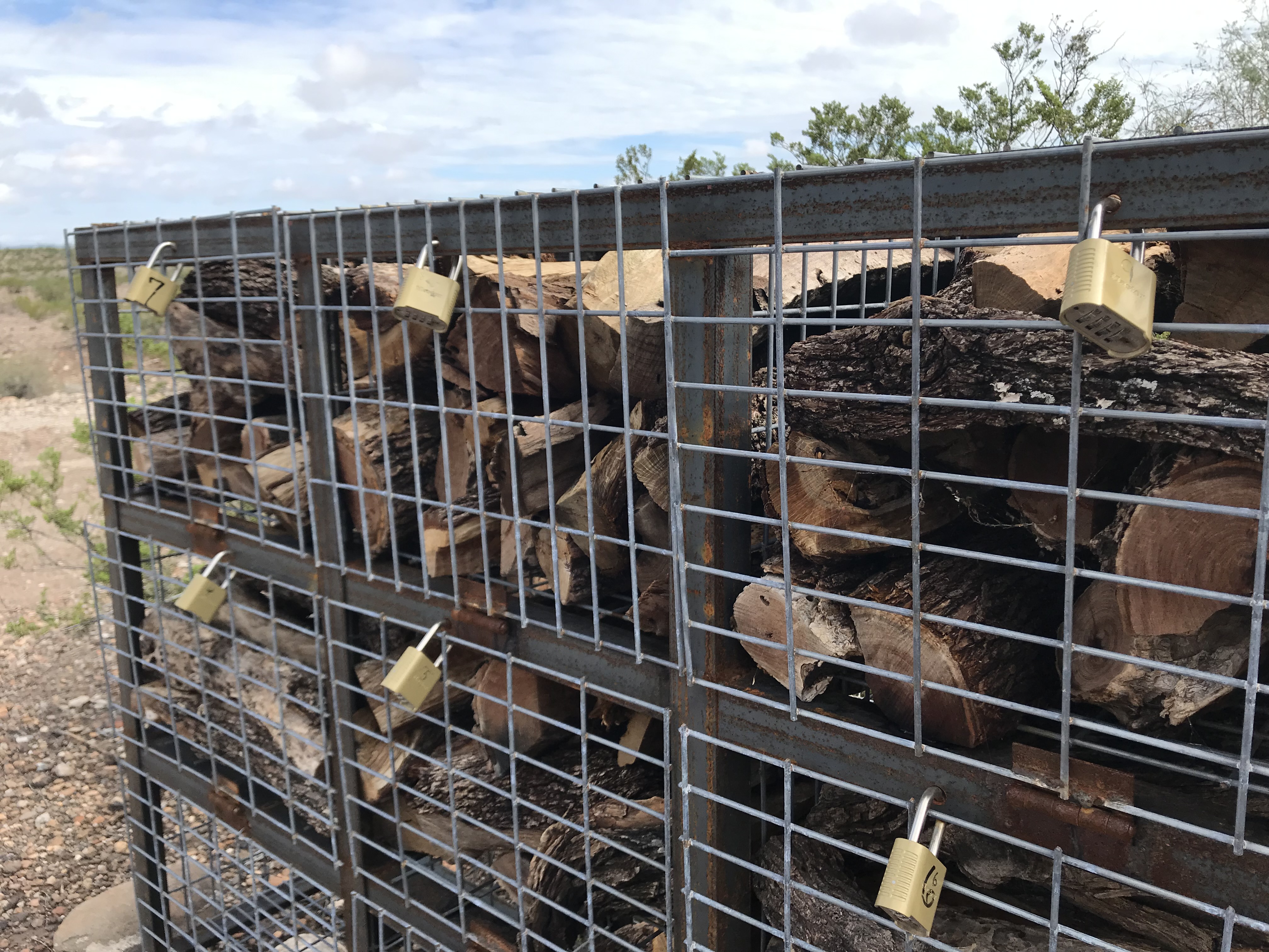 Secured firewood storage at Rio Bravo Ranch